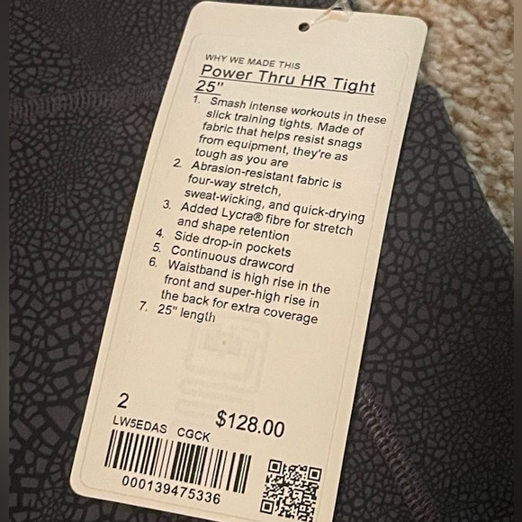 Lululemon Power Thru HR Tight 25" Size 2 - Picture 5 of 6